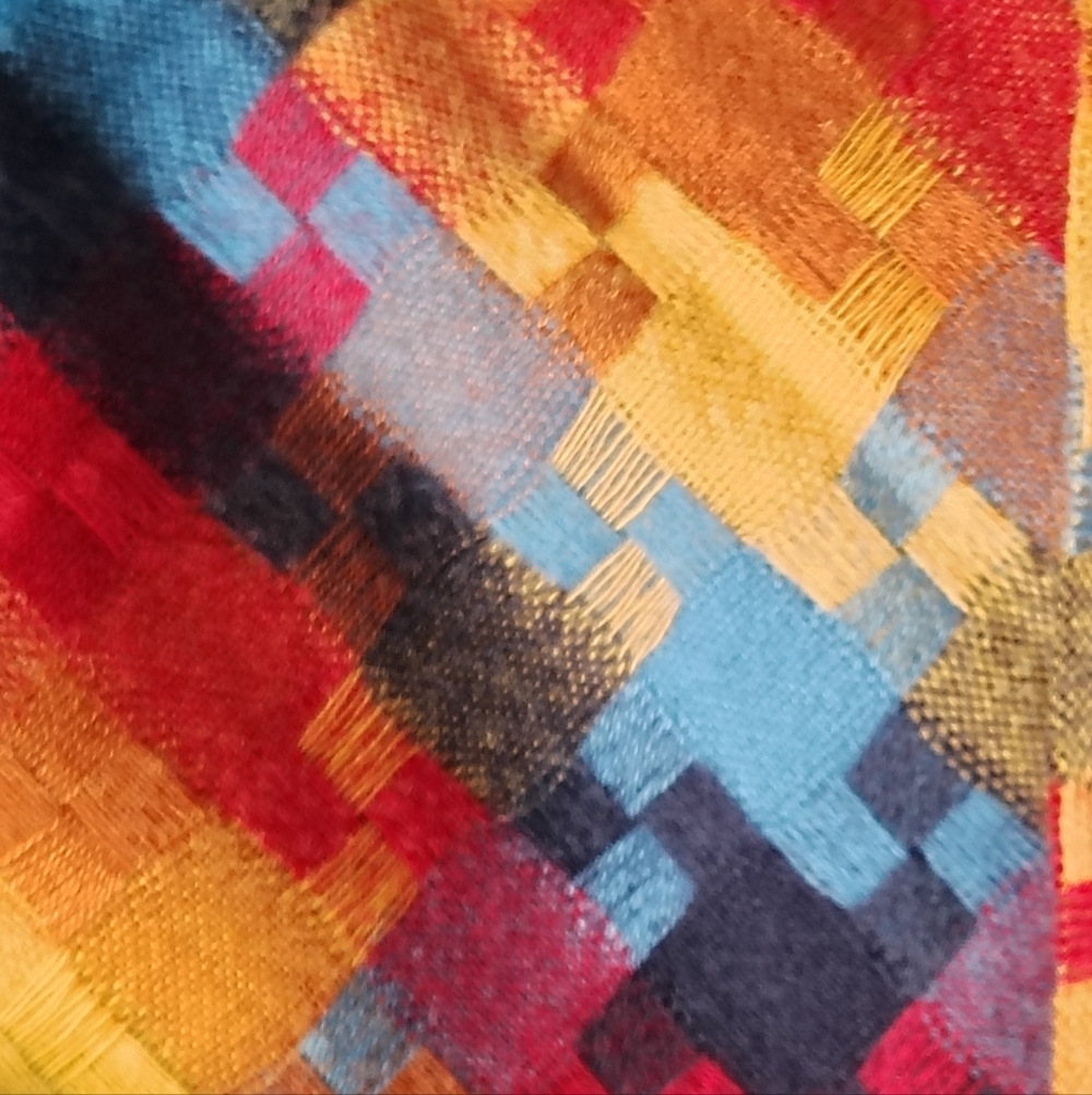 Multicolor Wool Blend Scarf – Vibrant Patchwork Style OS – Like New - Picture 6 of 8